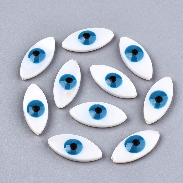 Weißer und blauer Anhänger Auge oder Perlmutt