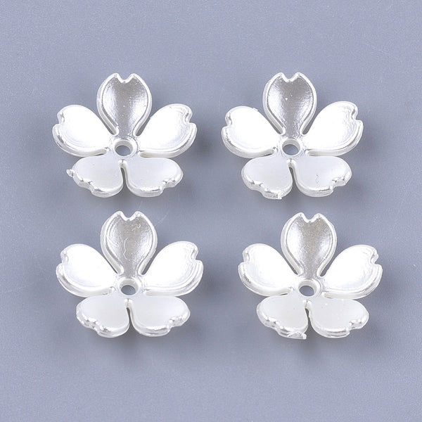 Flores de plástico ABS de color blanco cremoso con 5 pétalos.