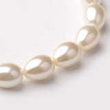 Glass Pearl teardrop, Beads Strands,  White