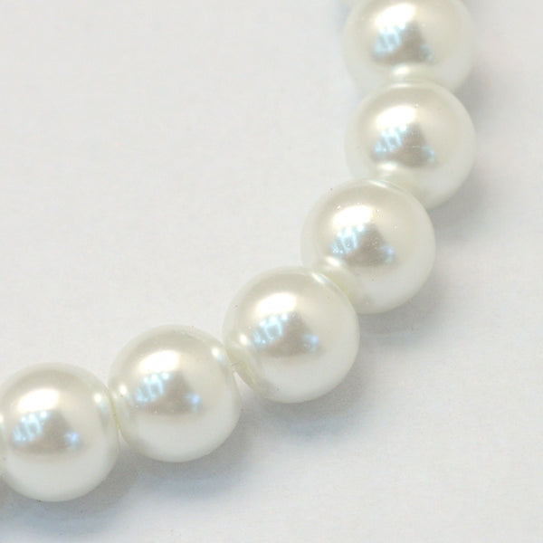 Hilos redondos de perlas de vidrio blanco