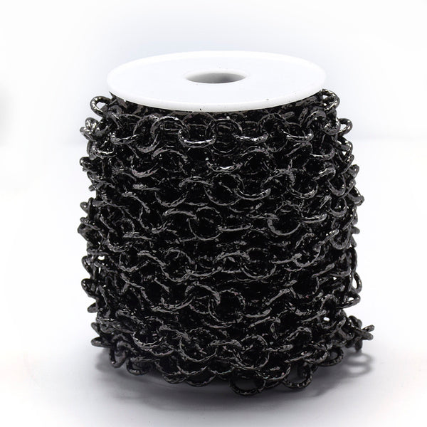 Cadena Aluminio color negro texturizada redonda 11,5x2 mm (2 Mts)