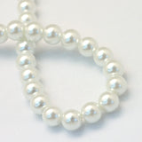 Hilos redondos de perlas de vidrio blanco