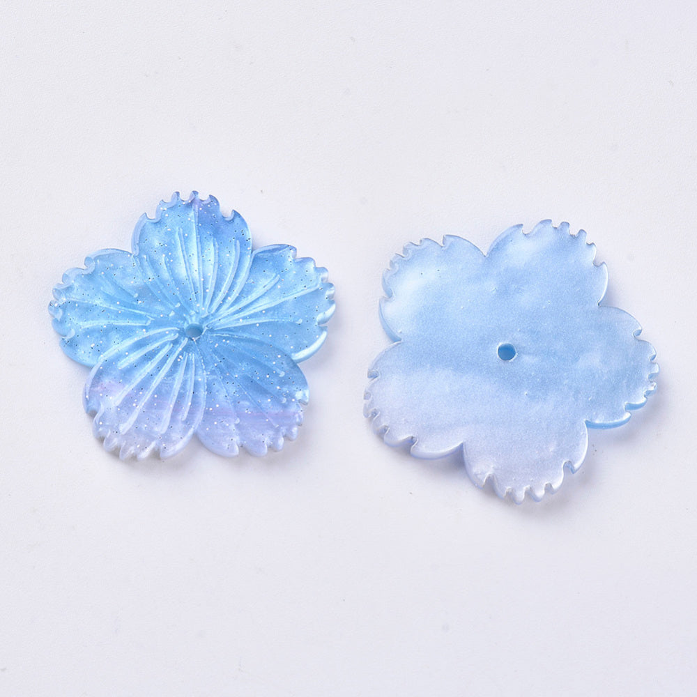 Resin flower, imitation of mother-of-pearl shell