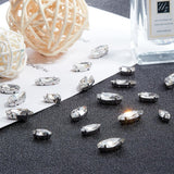 CAJA de diamantes de imitación de cristal facetados, con engastes de puntas de latón en tono platino