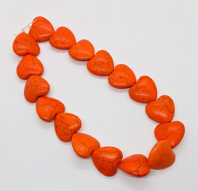 Piedras Howlita Pintadas Tiras De Corazón Naranja