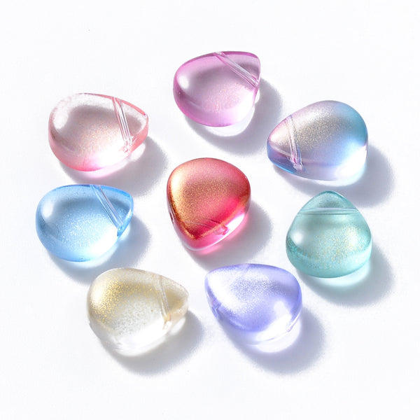 Gota de cristal, liso, multicolor, mezcla de colores, 12,5x10,5x5,5 mm