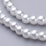 Round glass pearl strands white