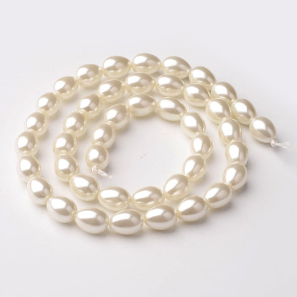 Glass Pearl teardrop, Beads Strands,  White