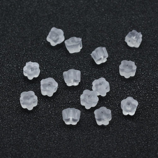 Sicherheitskappen für Ohrringe aus transparentem Gummi, 5 mm – 4 mm